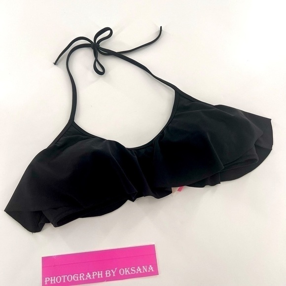 Victoria's Secret Black Flounce Bikini Top size L - Picture 5 of 9